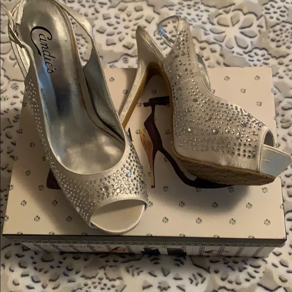 Candies silver dress heels